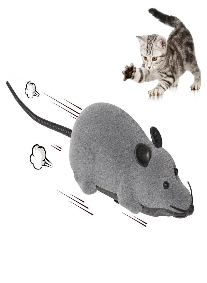 Ufurty Auto Moving Mouse Cat Toy, Interactive Cat Toys Wireless Electronic Fake Mouse Rat Pet Toy Running Wheel Plush Rat Chasing Prank Toy for Cats Dogs Kids Novelty Gift By Greatstar (Grey, No Controller) - Image 1
